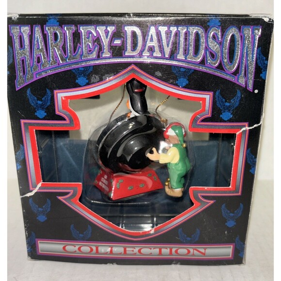 RARE HARLEY DAVIDSON CHRISTMAS ORNAMENT ELVES AND PENDGUIN HORN TEST AREA 1997 - Picture 14 of 16